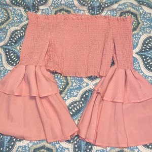 Pink Smocked Crop Top